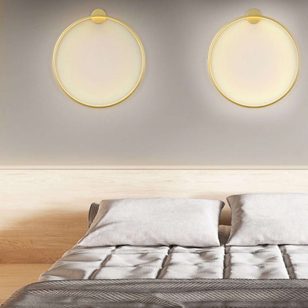 Modern Nordic Round Minimalist Wall Sconce with Trichromatic Dimming for Living Room Decor