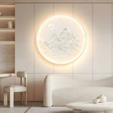 Modern Nordic Round Moon Mountain Wall Sconce LED Decorative Landscape Painting Lamp