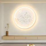 Modern Nordic Round Moon Mountain Wall Sconce LED Decorative Landscape Painting Lamp