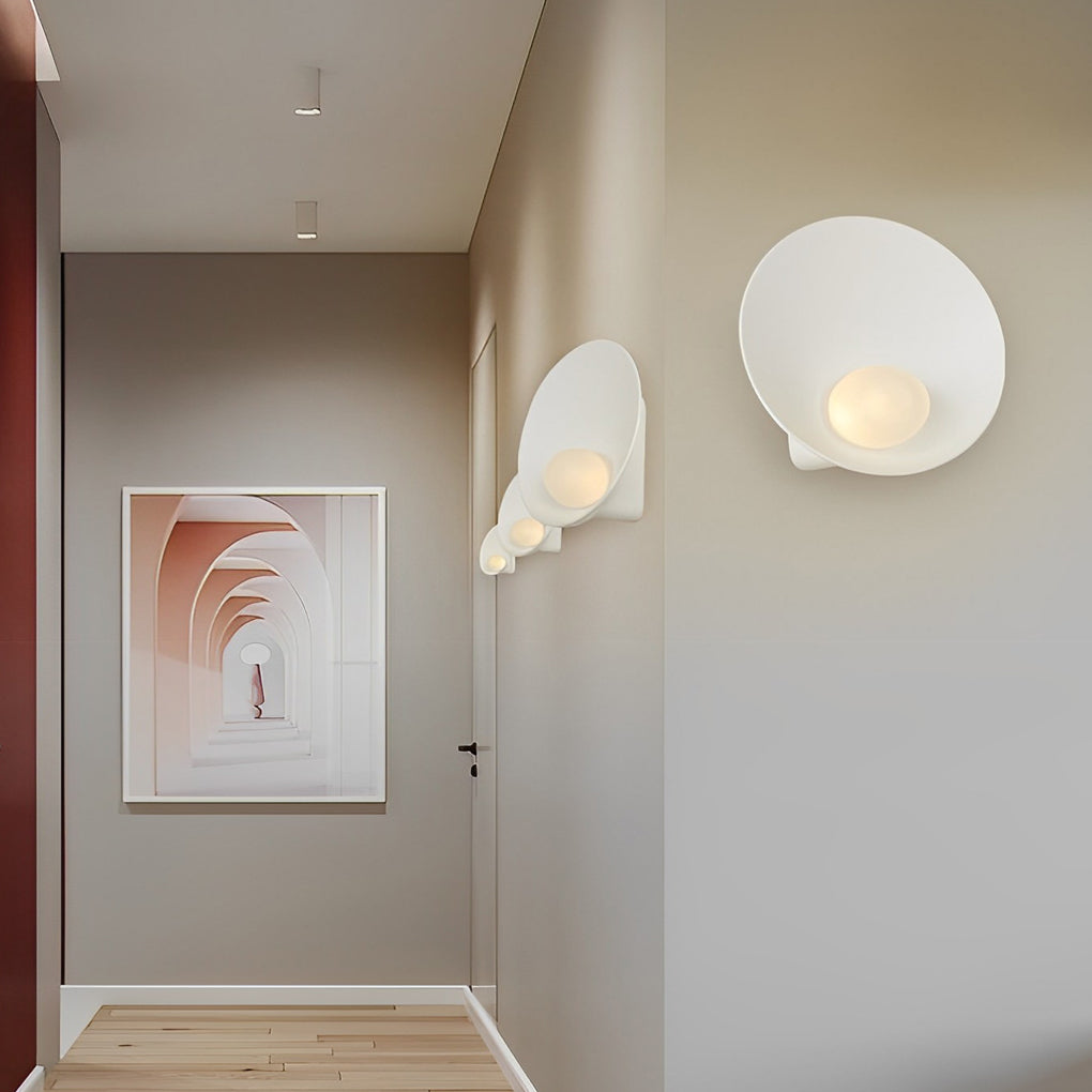 Modern Nordic Round Resin Glass Wall Sconce White Decorative Indoor Light Fixture for Bedroom Hallway