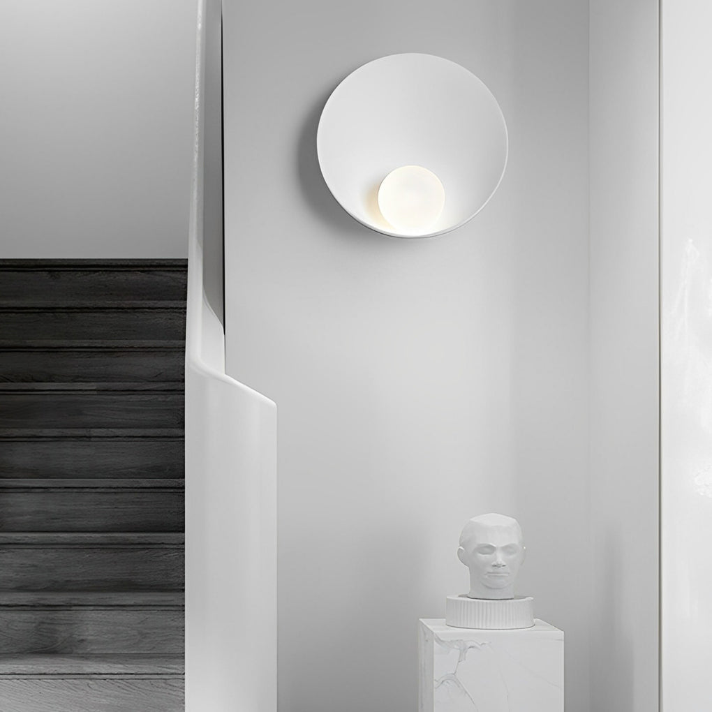 Modern Nordic Round Resin Glass Wall Sconce White Decorative Indoor Light Fixture for Bedroom Hallway