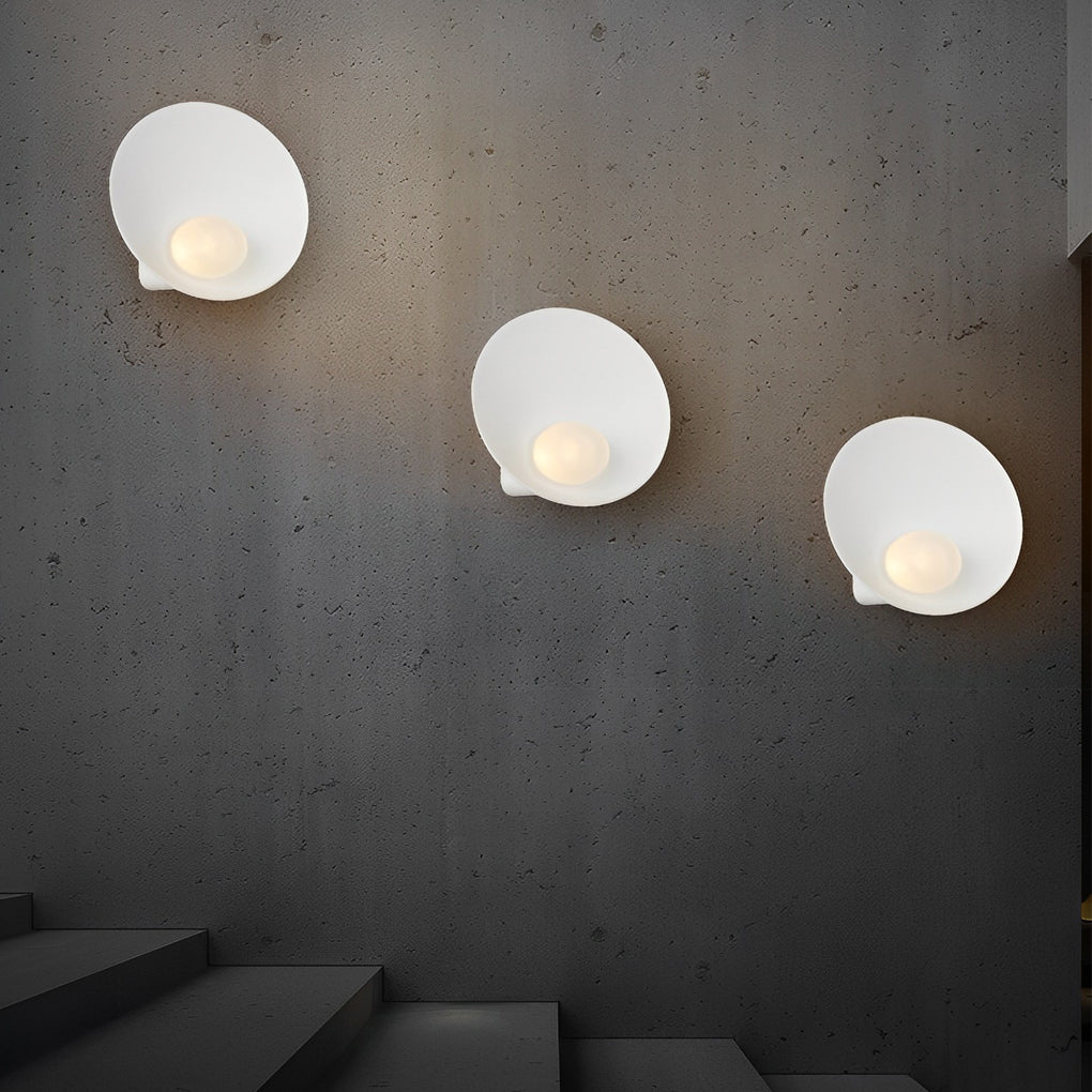 Modern Nordic Round Resin Glass Wall Sconce White Decorative Indoor Light Fixture for Bedroom Hallway