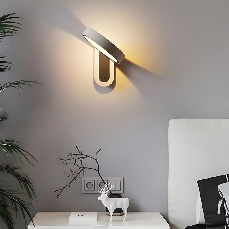 Modern Nordic Round White Adjustable LED Wall Sconce for Bedroom and Living Room Lighting