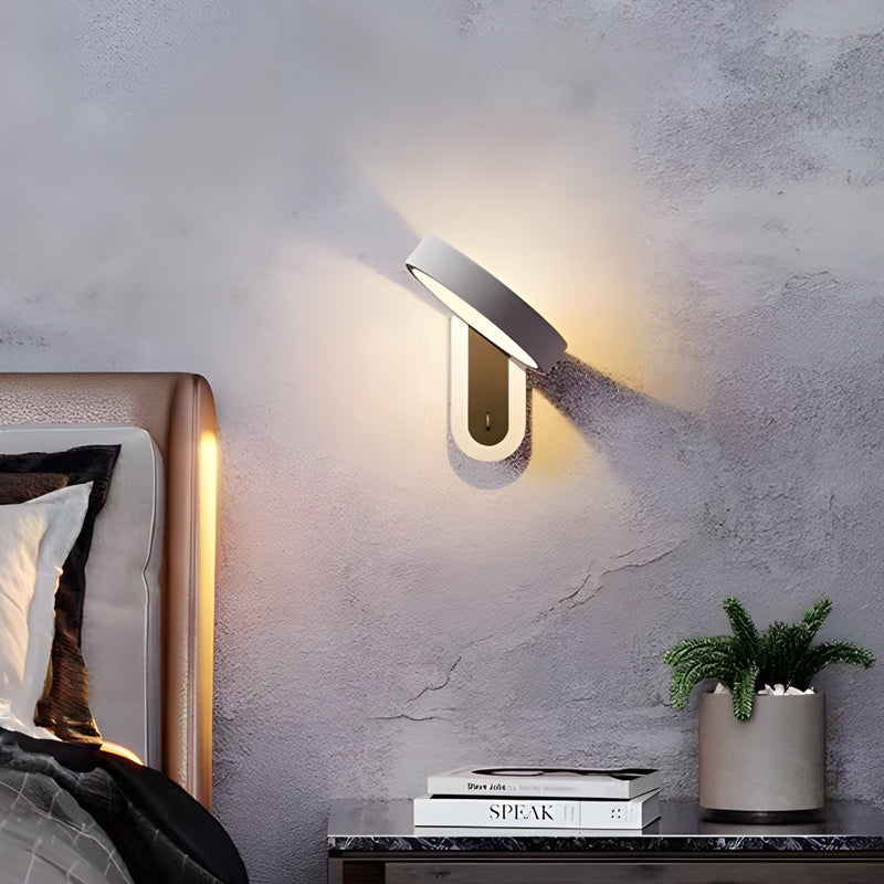 Modern Nordic Round White Adjustable LED Wall Sconce for Bedroom and Living Room Lighting