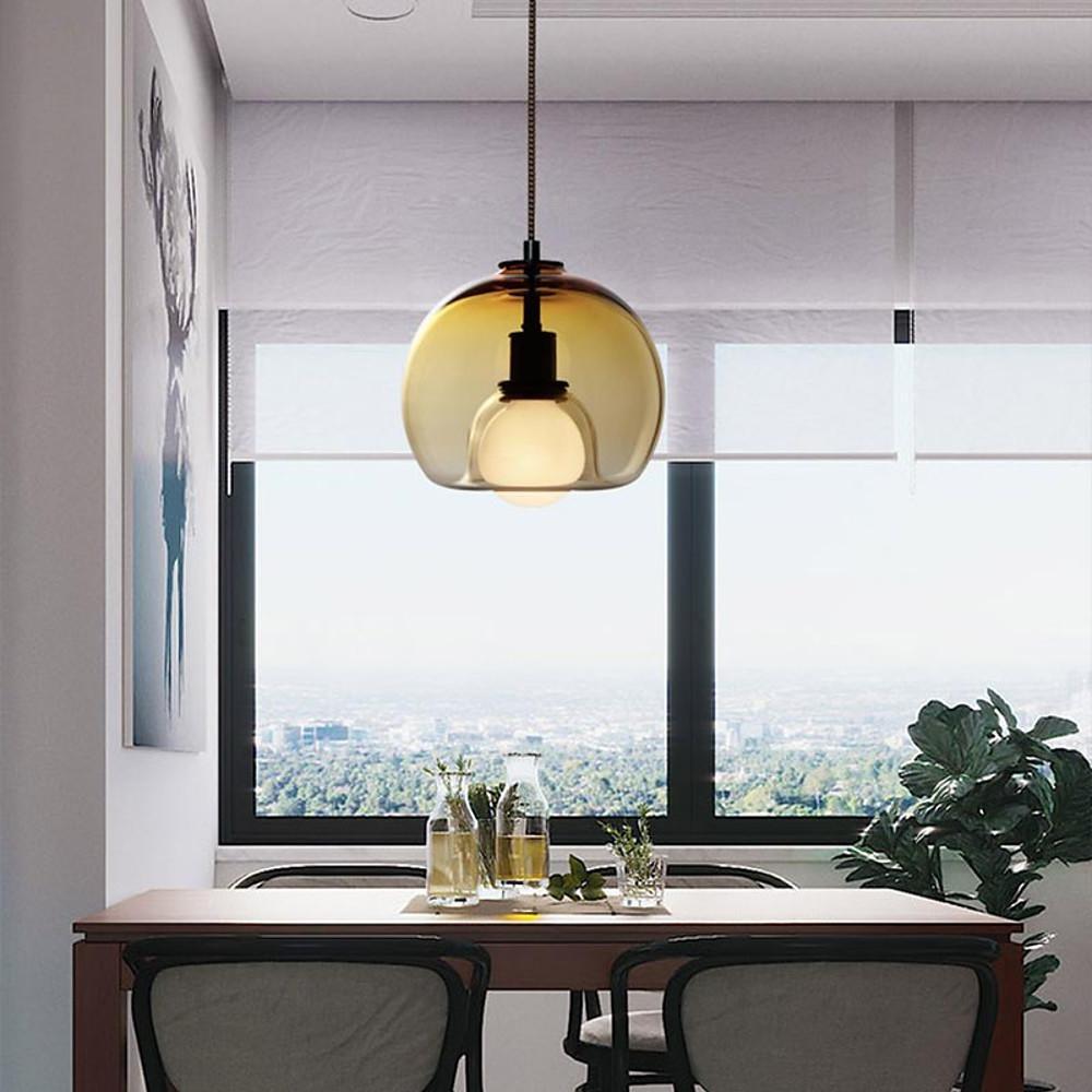 Modern Nordic Semi Globe Glass Pendant Light for Dining Room and Kitchen