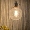 Modern Nordic Spherical Crackled Glass LED Pendant Light for Kitchen Island and Bedroom
