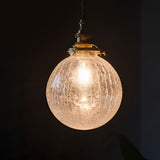 Modern Nordic Spherical Crackled Glass LED Pendant Light for Kitchen Island and Bedroom