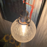 Modern Nordic Spherical Crackled Glass LED Pendant Light for Kitchen Island and Bedroom