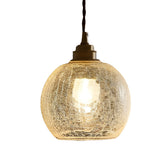 Modern Nordic Spherical Crackled Glass LED Pendant Light for Kitchen Island and Bedroom