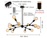 Modern Nordic Sputnik Chandelier with 12 Lights Adjustable Linear Metal Ceiling Light Fixture