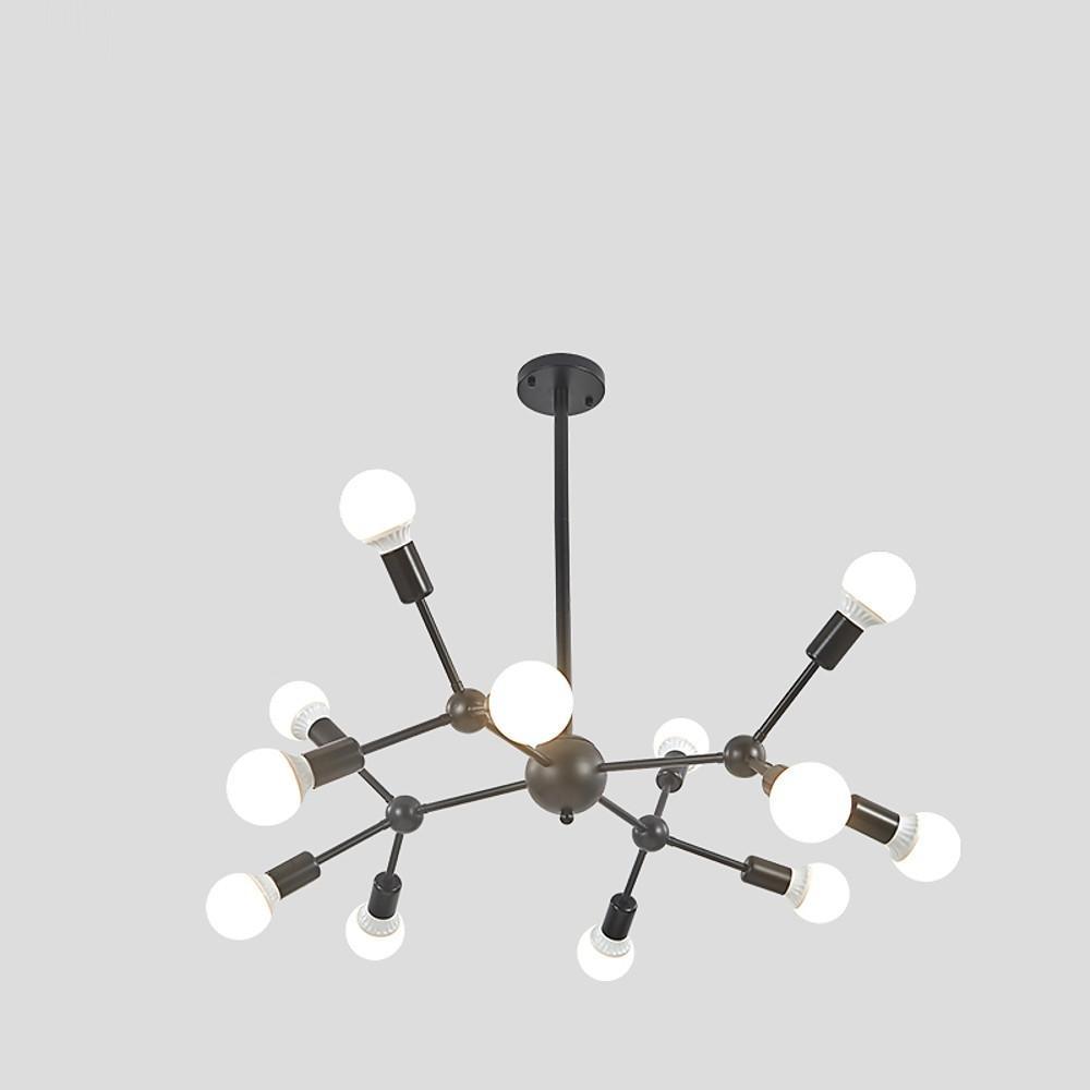 Modern Nordic Sputnik Chandelier with 12 Lights Adjustable Linear Metal Ceiling Light Fixture