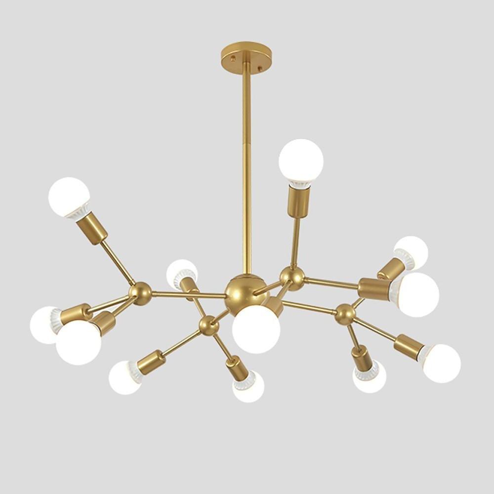 Modern Nordic Sputnik Chandelier with 12 Lights Adjustable Linear Metal Ceiling Light Fixture