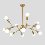 Modern Nordic Sputnik Chandelier with 12 Lights Adjustable Linear Metal Ceiling Light Fixture