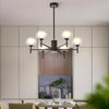 Modern Nordic Sputnik Chandelier with Glass Bubble Shades Gold and Black Multi Light LED Pendant
