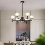 Modern Nordic Sputnik Chandelier with Glass Bubble Shades Gold and Black Multi Light LED Pendant