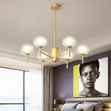 Modern Nordic Sputnik Chandelier with Glass Bubble Shades Gold and Black Multi Light LED Pendant