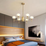Modern Nordic Sputnik Chandelier with Glass Bubble Shades Gold and Black Multi Light LED Pendant