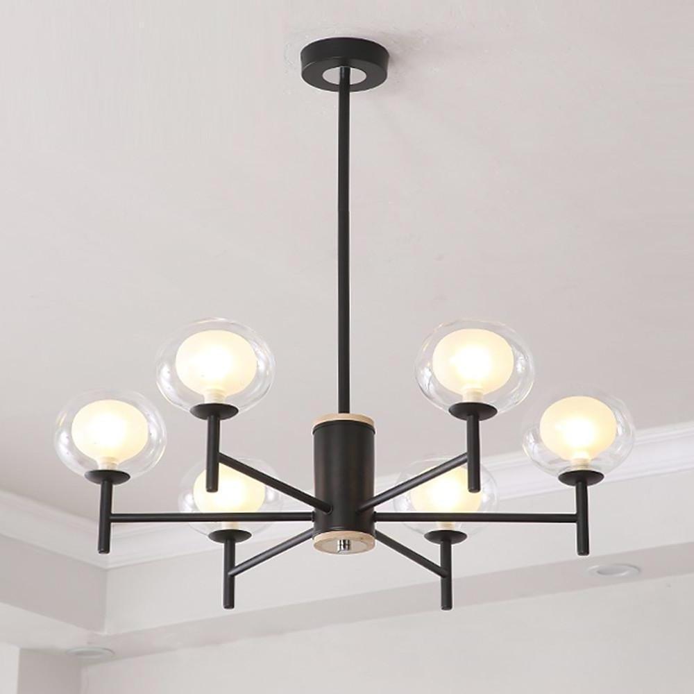 Modern Nordic Sputnik Chandelier with Glass Bubble Shades Gold and Black Multi Light LED Pendant
