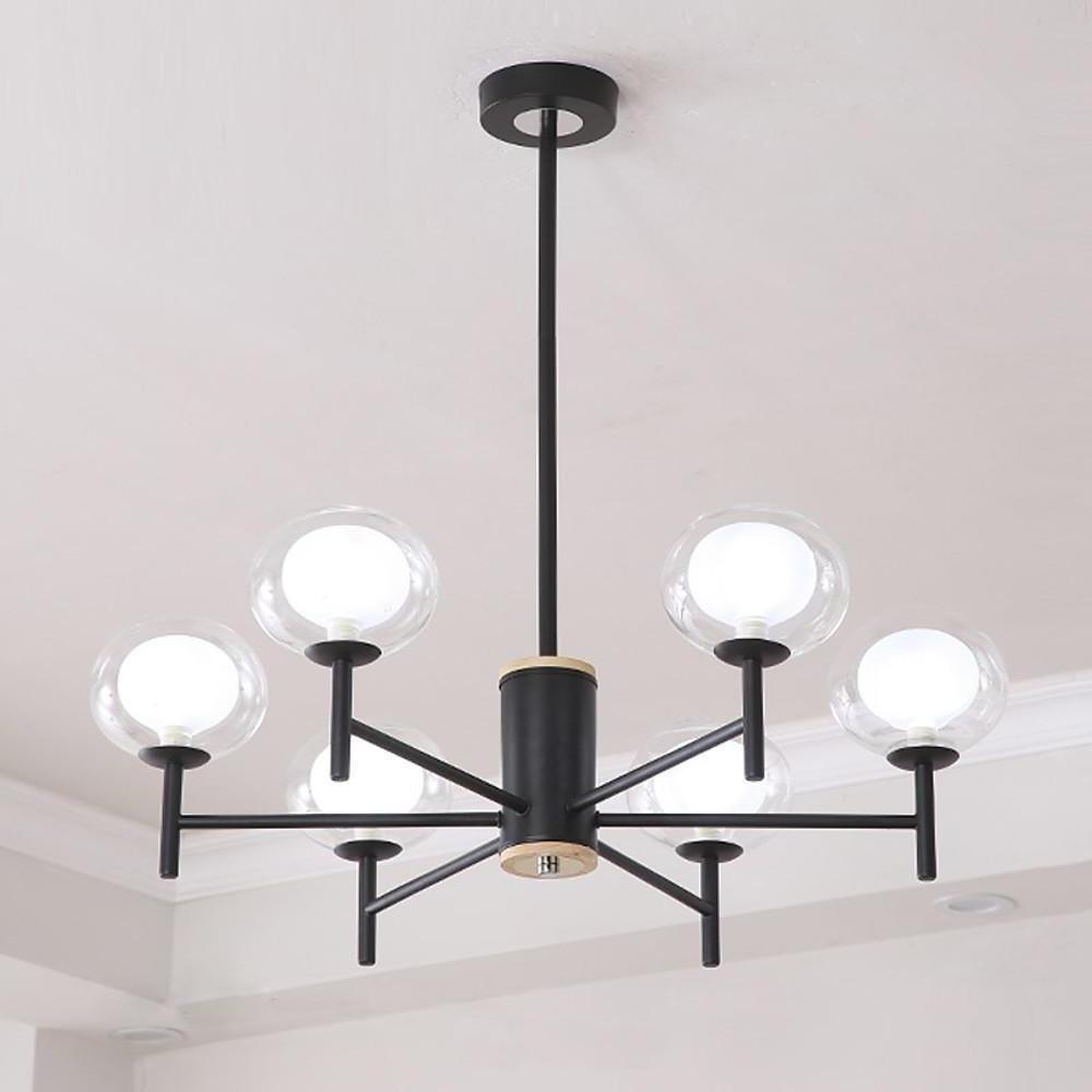 Modern Nordic Sputnik Chandelier with Glass Bubble Shades Gold and Black Multi Light LED Pendant