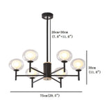 Modern Nordic Sputnik Chandelier with Glass Bubble Shades Gold and Black Multi Light LED Pendant