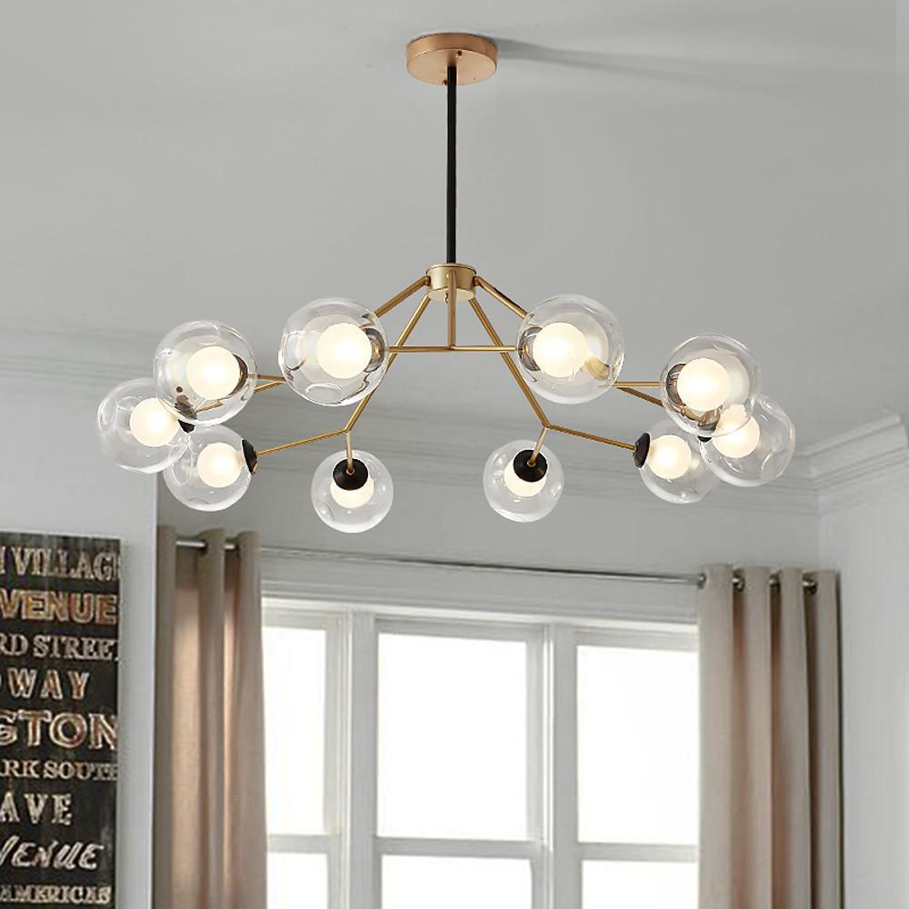 Modern Nordic Sputnik Glass Globe Chandelier 10 Light LED Pendant Ceiling Lamp for Living Room