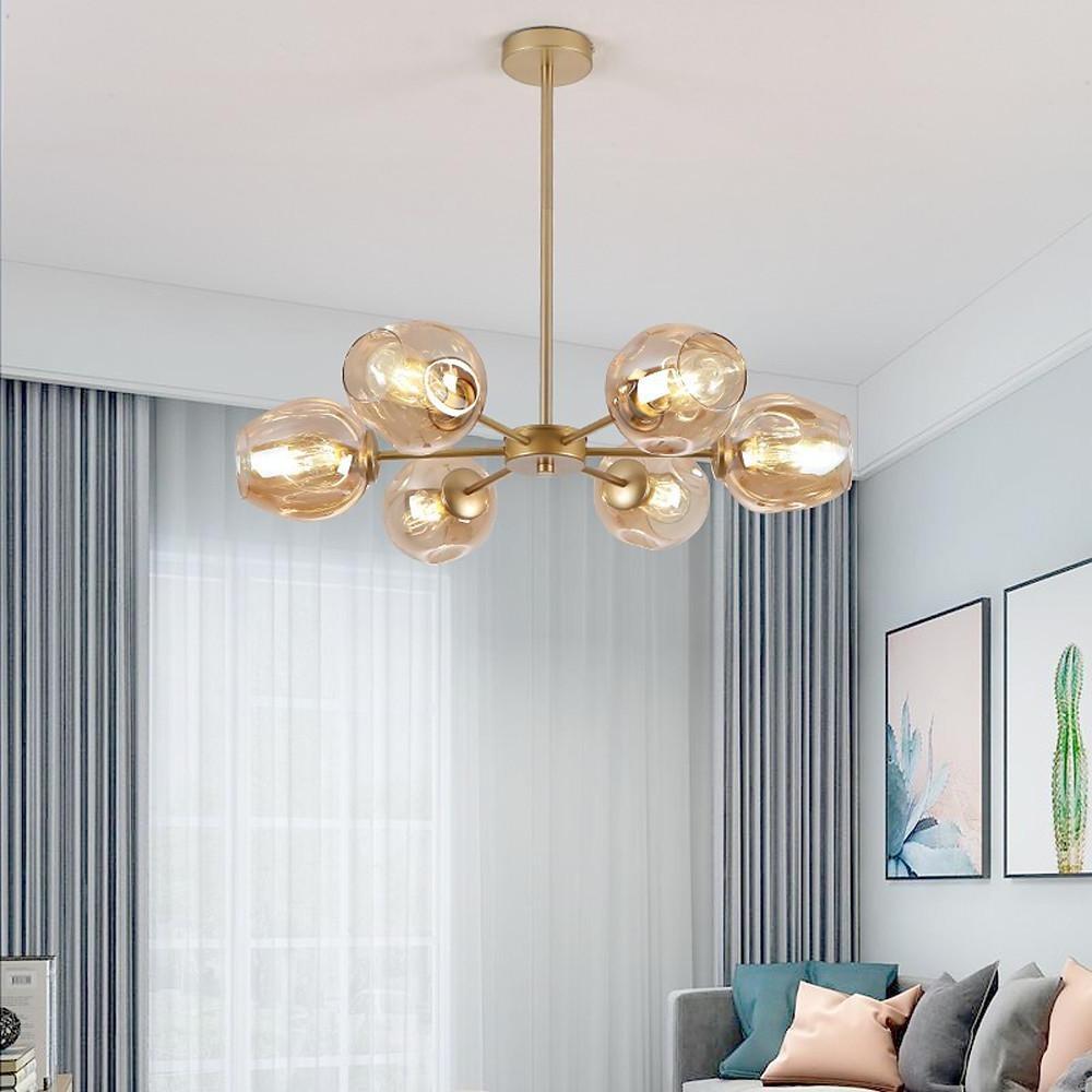 Modern Nordic Sputnik Glass Globe Chandelier LED Hanging Ceiling Light Fixture