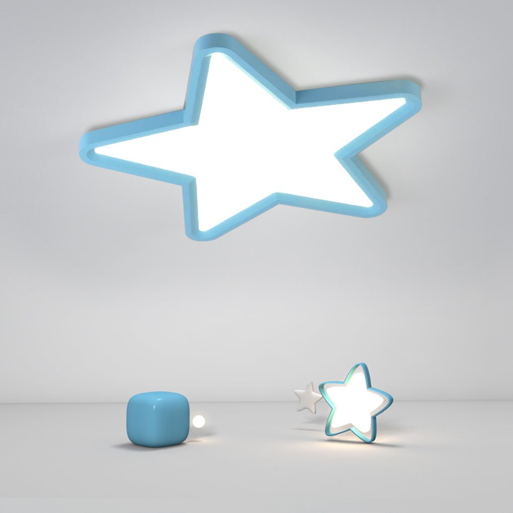 Star Shape LED Flush Mount Ceiling Light Dimmable Nordic Fixture for Nursery and Bedroom