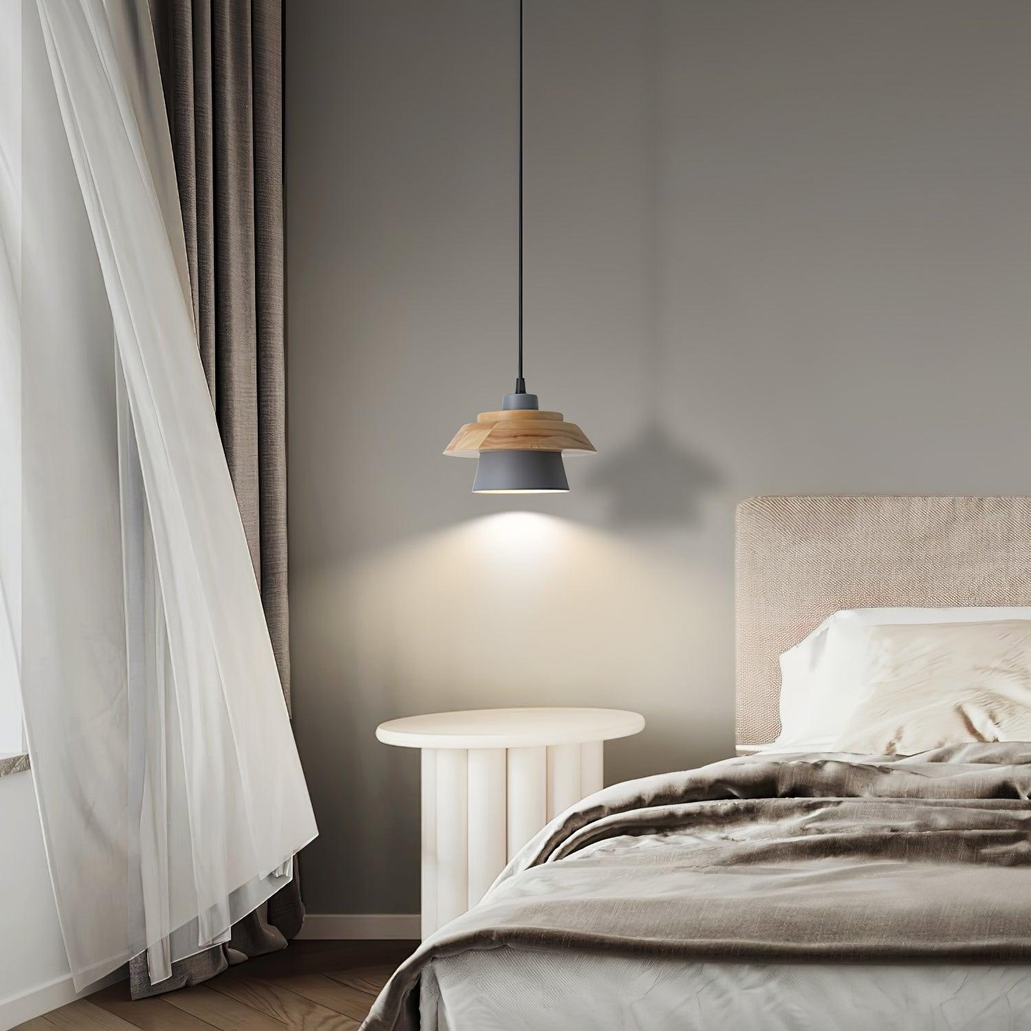 Modern Nordic Stone Wood Pendant Light Minimalist Hanging Lamp for Dining Room and Kitchen