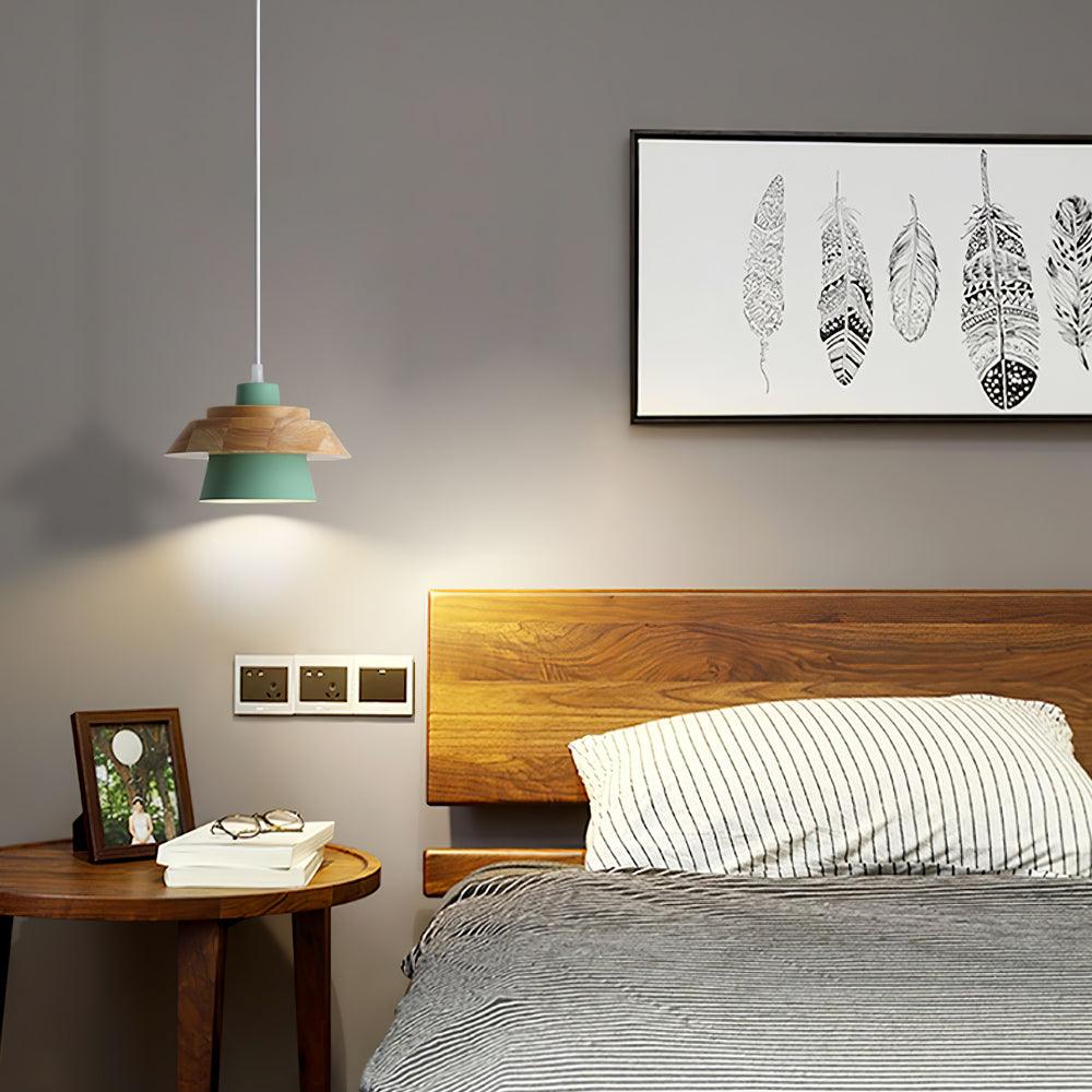 Modern Nordic Stone Wood Pendant Light Minimalist Hanging Lamp for Dining Room and Kitchen