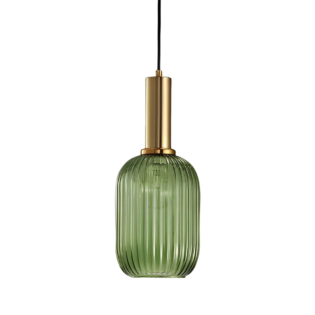 Modern Nordic Striped Glass Lantern Pendant Light Creative LED Hanging Chandelier for Dining Room