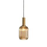 Modern Nordic Striped Glass Lantern Pendant Light Creative LED Hanging Chandelier for Dining Room