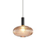 Modern Nordic Striped Glass Lantern Pendant Light Creative LED Hanging Chandelier for Dining Room