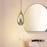 Modern Nordic Teardrop Glass LED Pendant Light Hanging Ceiling Fixture in Amber and Smoke Gray