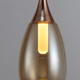 Modern Nordic Teardrop Glass LED Pendant Light Hanging Ceiling Fixture in Amber and Smoke Gray