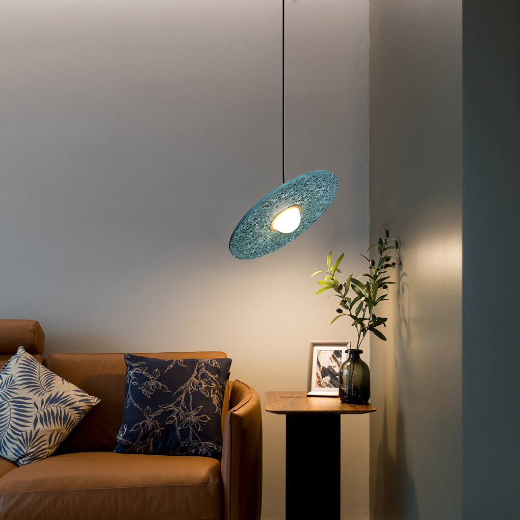 Modern Nordic Terrazzo and Glass Sphere LED Pendant Light with Adjustable Cord