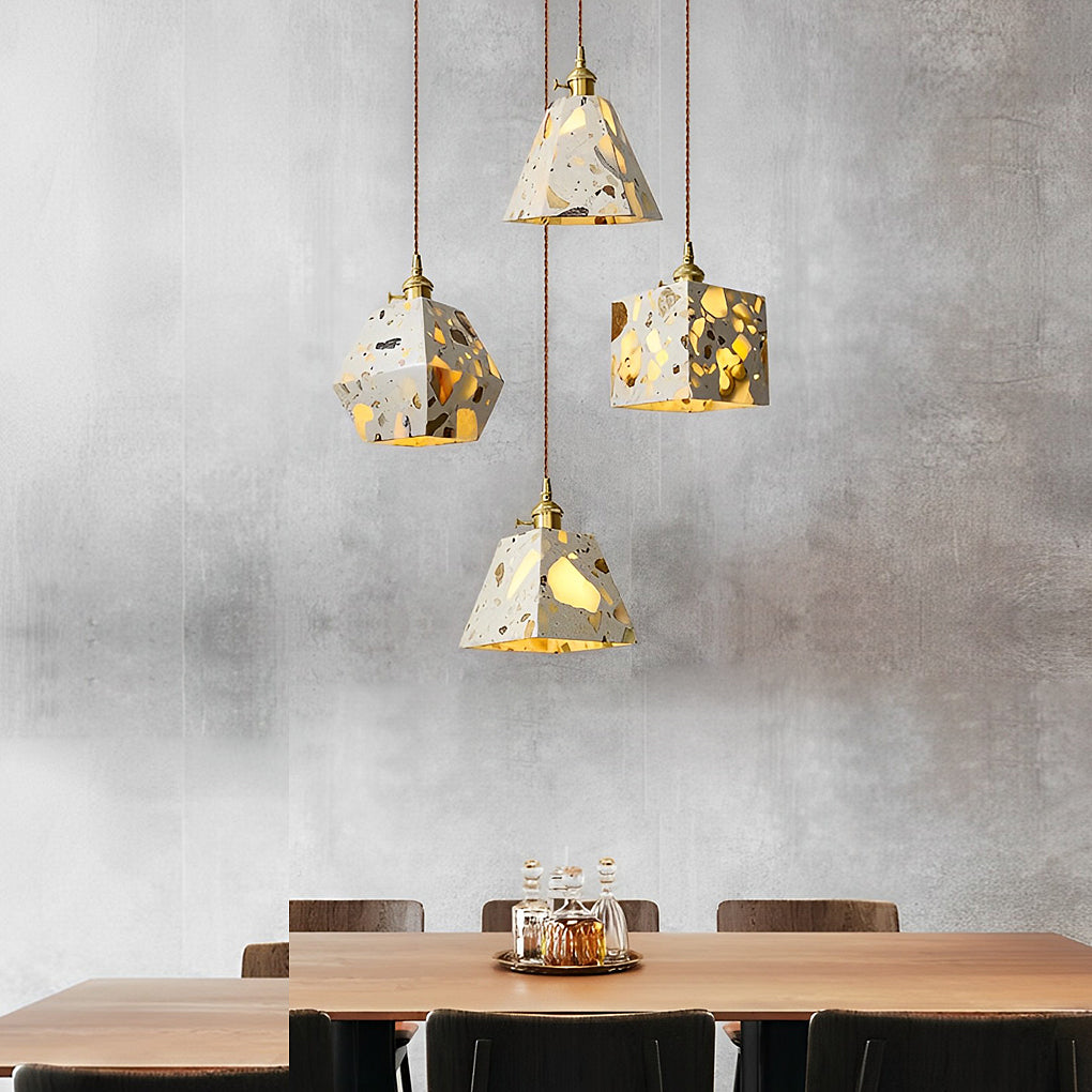 Modern Nordic Terrazzo Cement Pendant Light Concrete LED Chandelier for Kitchen Island and Dining Room