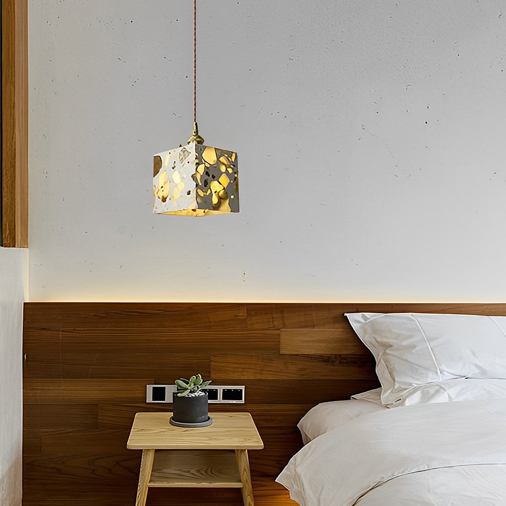 Modern Nordic Terrazzo Cement Pendant Light Concrete LED Chandelier for Kitchen Island and Dining Room
