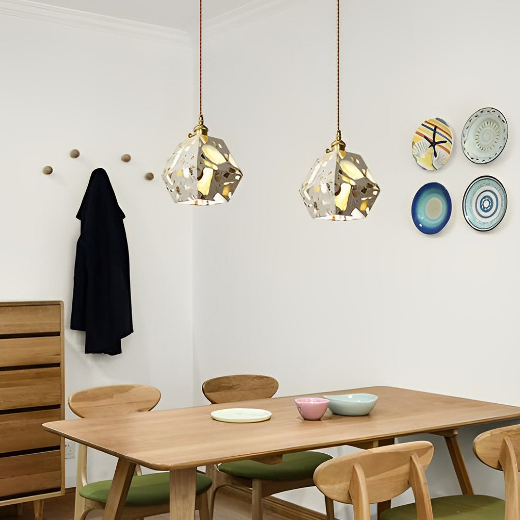 Modern Nordic Terrazzo Cement Pendant Light Concrete LED Chandelier for Kitchen Island and Dining Room