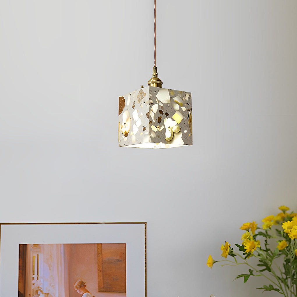 Modern Nordic Terrazzo Cement Pendant Light Concrete LED Chandelier for Kitchen Island and Dining Room
