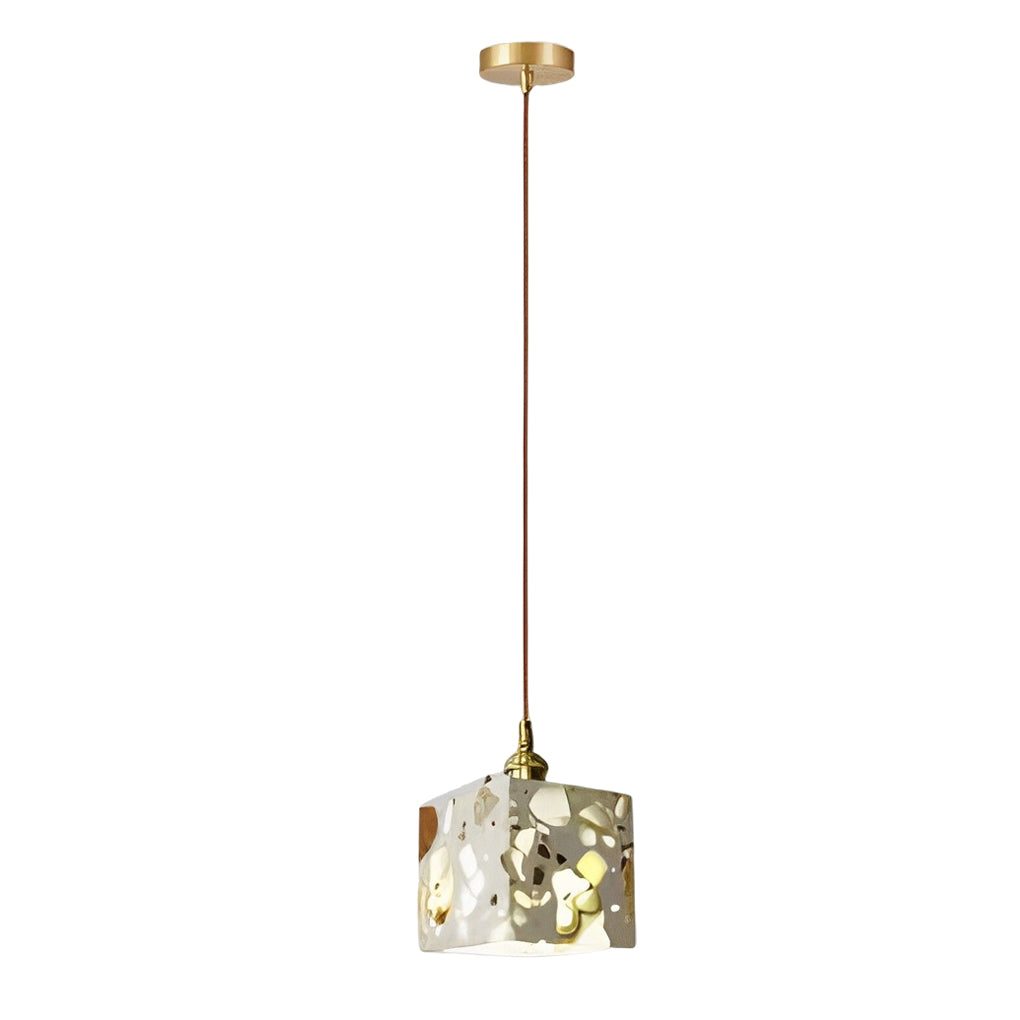 Modern Nordic Terrazzo Cement Pendant Light Concrete LED Chandelier for Kitchen Island and Dining Room