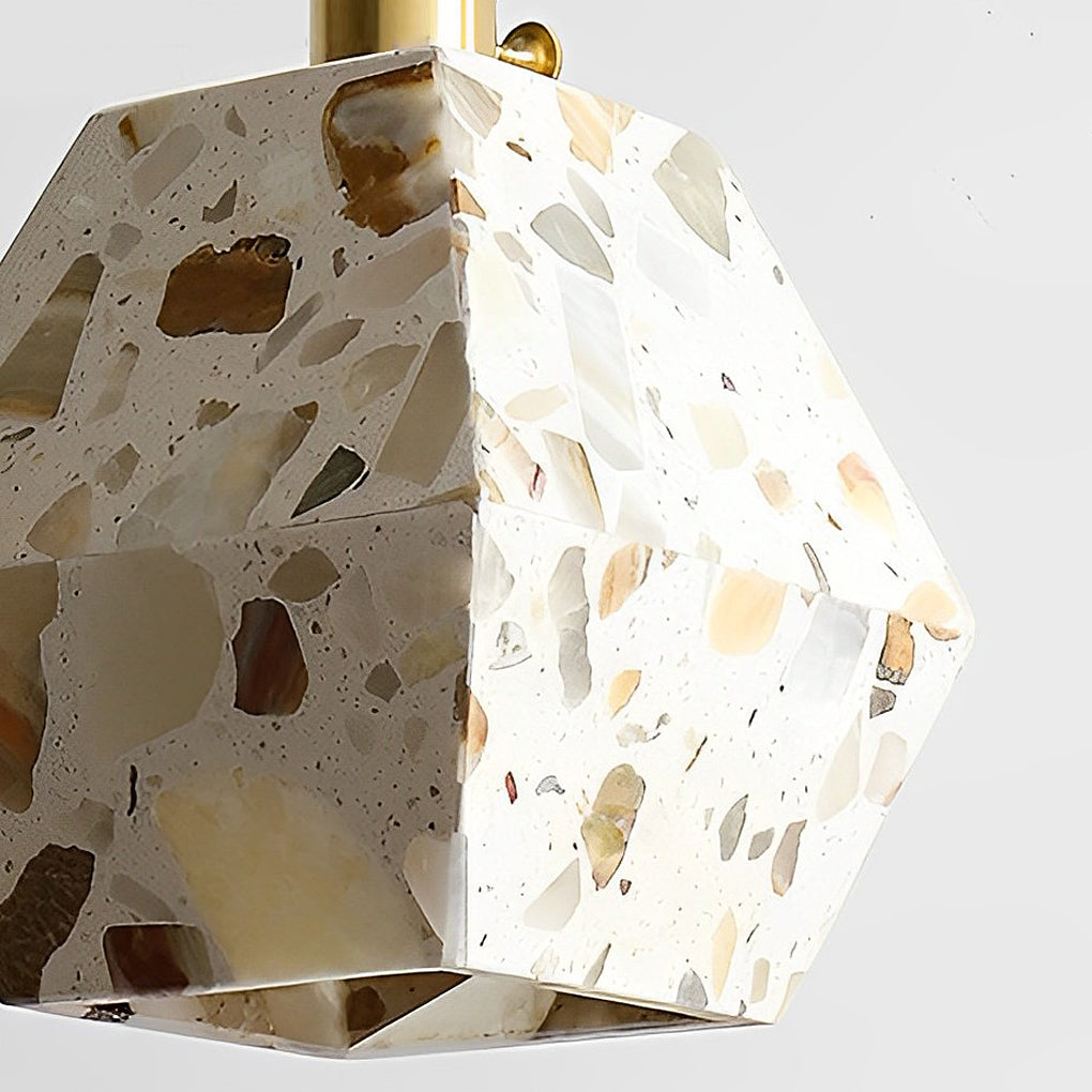 Modern Nordic Terrazzo Cement Pendant Light Concrete LED Chandelier for Kitchen Island and Dining Room