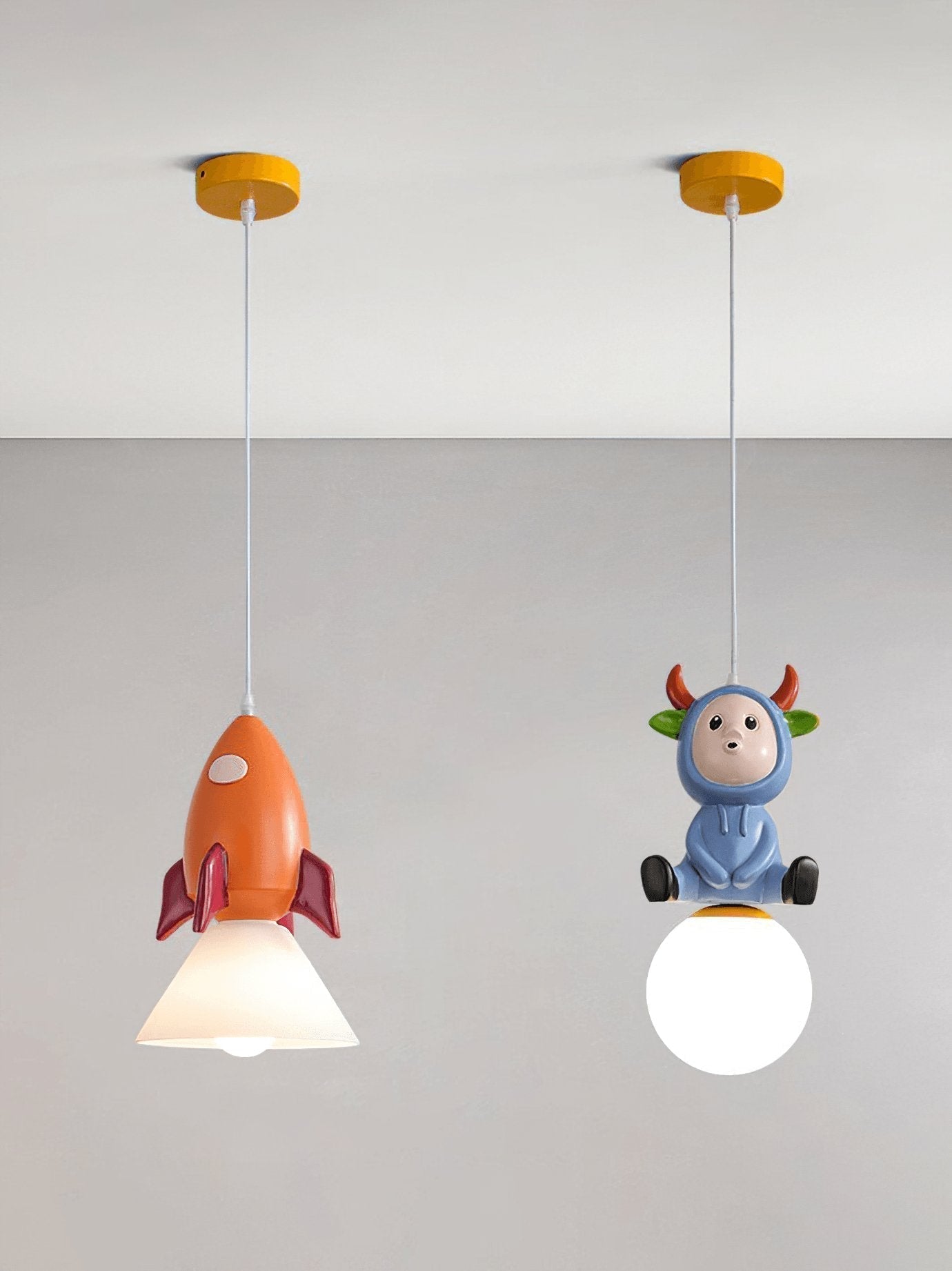 Modern Nordic Toy Figurine Pendant Light for Kids Bedroom and Bedside Decor