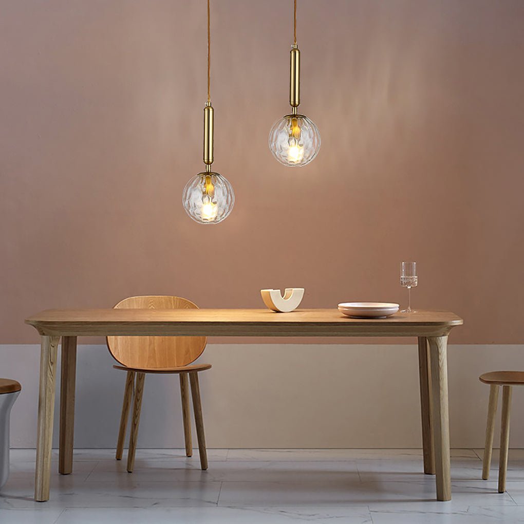 Modern Nordic Water Pattern Glass LED Pendant Light for Bedroom Bedside and Dining Areas