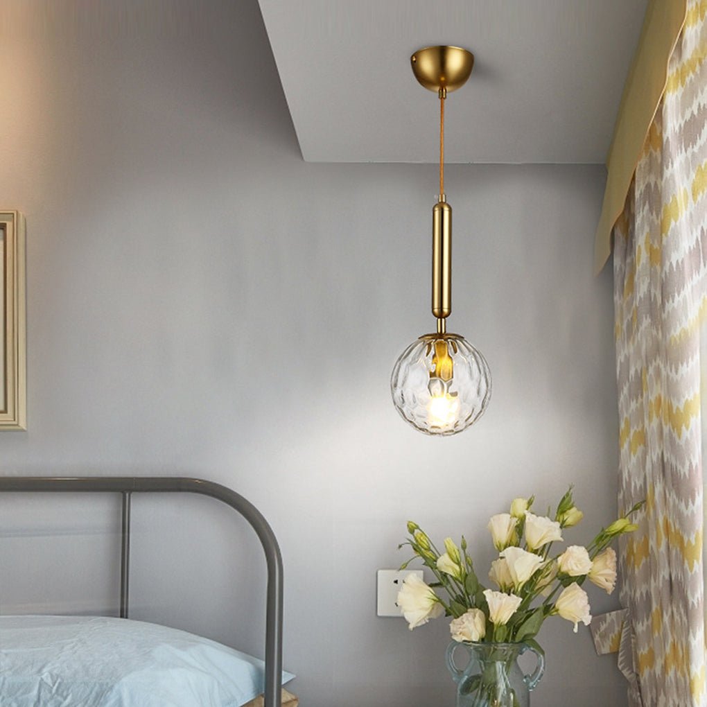 Modern Nordic Water Pattern Glass LED Pendant Light for Bedroom Bedside and Dining Areas