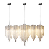 Modern Nordic Wavy Aluminum Chain Tassel Chandelier Artistic 3 Step Dimming Pendant Light Gold Silver