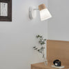 Modern Nordic Wood and Glass Cone Rotatable Wall Sconce in White Finish