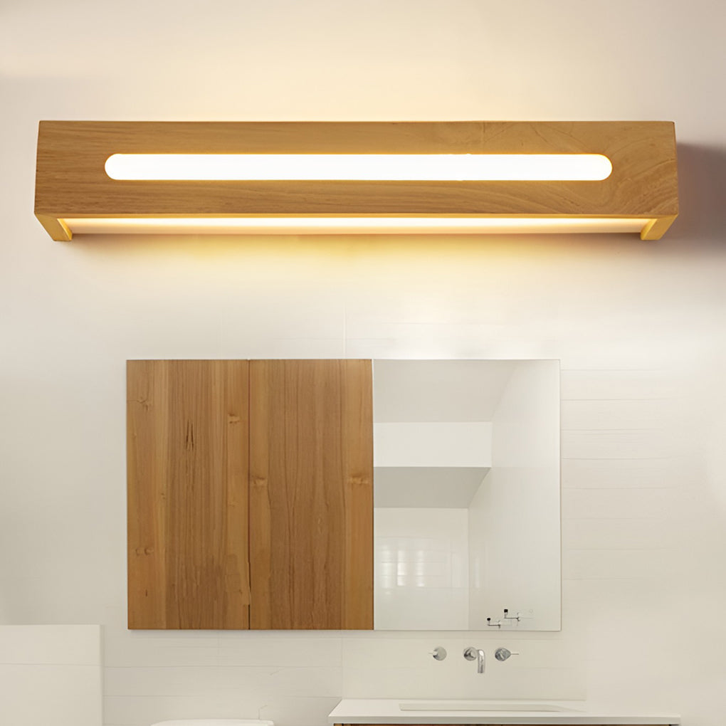 Modern Nordic Wood LED Wall Sconce Waterproof Bathroom Mirror Light for Bedroom and Living Room