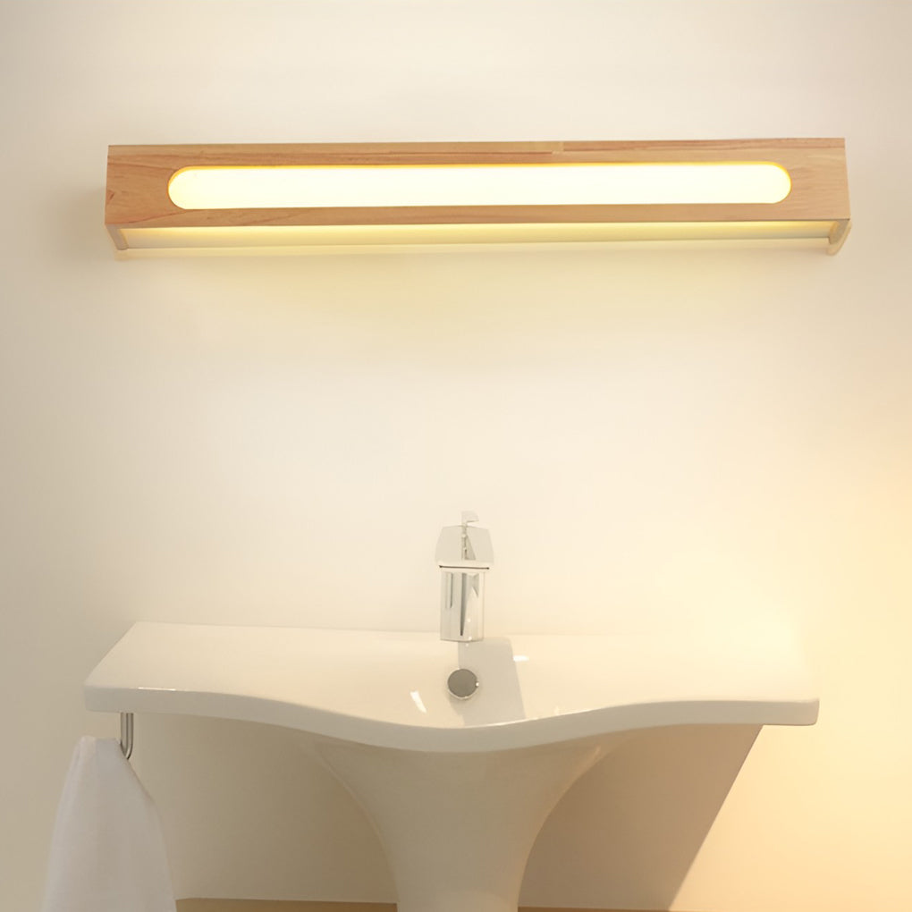 Modern Nordic Wood LED Wall Sconce Waterproof Bathroom Mirror Light for Bedroom and Living Room