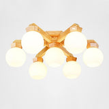 Modern Nordic Wooden Globe Chandelier LED Pendant Lighting for Living and Dining Rooms