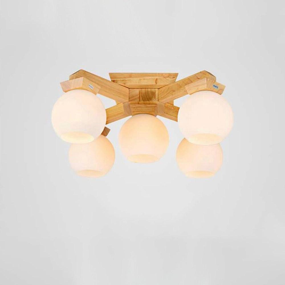 Modern Nordic Wooden Globe Chandelier LED Pendant Lighting for Living and Dining Rooms